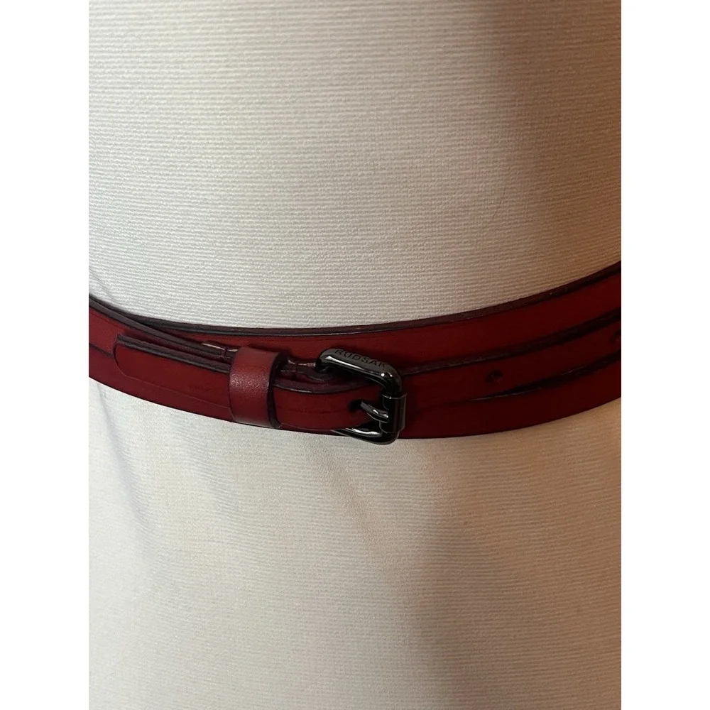 Rare Vintage Women's Red Leather Triple‎ Wrap Belt One Size Small Medium Large
